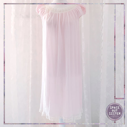1950s Feather Soft Petal Pink Nightdress