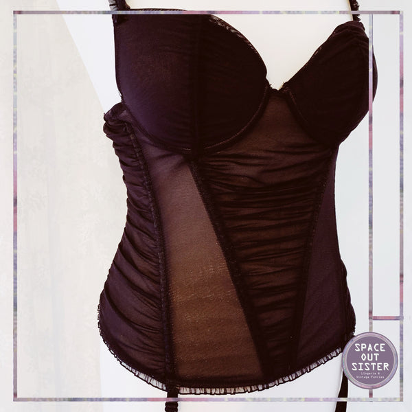 Ruched Black & Nude Basque