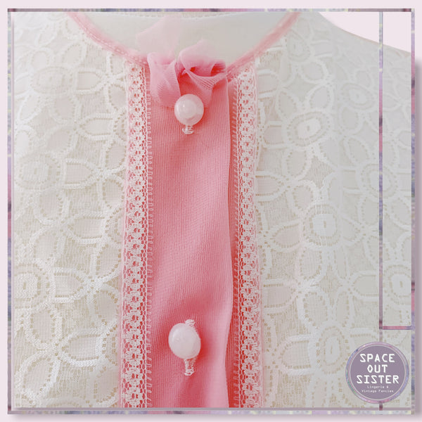 Vintage Lace and Bubblegum Pink Lingerie Top