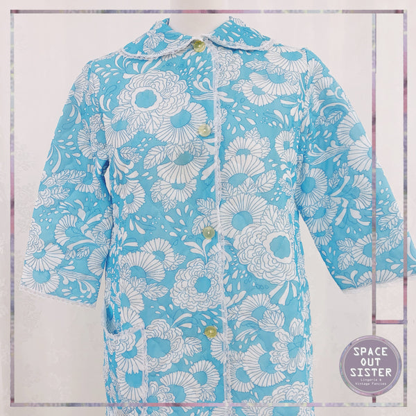 Vintage Quilted Turquoise Robe