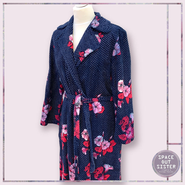 Vintage Polka Navy Pink Robe